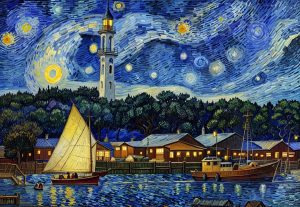 ARCACHON style Van Gogh, le phare du Cap Ferret