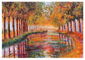 CANAL DU MIDI, style peinture, reflets d’automne