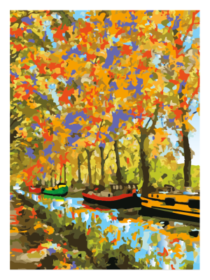 CANAL DU MIDI, style pop art, reflets d’automne
