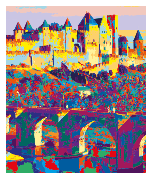 CARCASSONNE style pop art, la cité médiévale, le pont Vieux 2