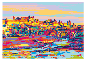 CARCASSONNE style pop art, la cité médiévale, le pont Vieux