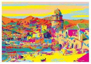 COLLIOURE style Pop art, Église Notre-Dame-des-Anges et Le château royal