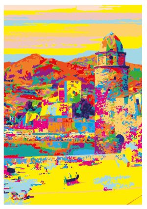 COLLIOURE style Pop art, Église Notre-Dame-des-Anges et Le château royal, Portrait