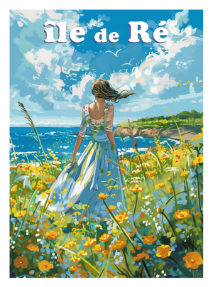 ILE DE RE style manga, sentier plage