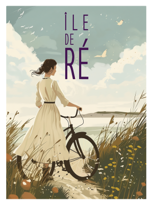 ILE DE RE style manga, sentier plage bicyclette 2