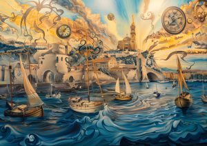 MARSEILLE, style surrealisme, Eglise-Notre-Dame, Vieux port