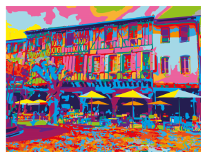MIREPOIX style pop art Parasols, Maison des Consuls