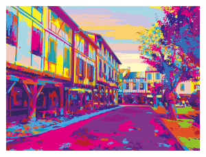 MIREPOIX style pop art, les Couverts, la mairie