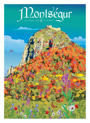 MONTSEGUR style néo vintage, le château cathare, graal des Pyrénées