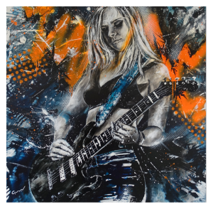 MUSIC style peinture, guitariste Rockeuse en solo