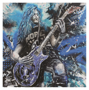 MUSIC style peinture, la guitariste bleue
