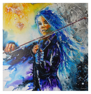 MUSIC style peinture, la violoniste bleue