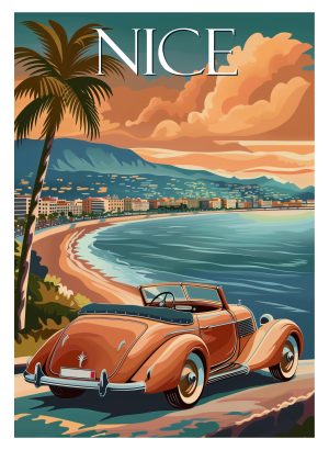 NICE, style neo vintage, route, plage et palmiers 2