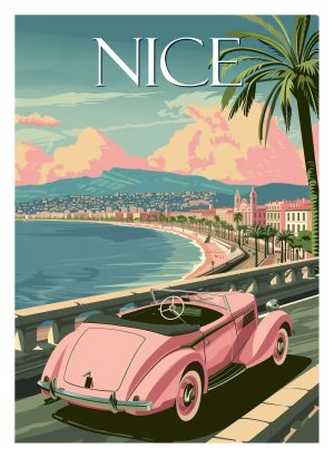 NICE, style neo vintage, route, plage et palmiers 3