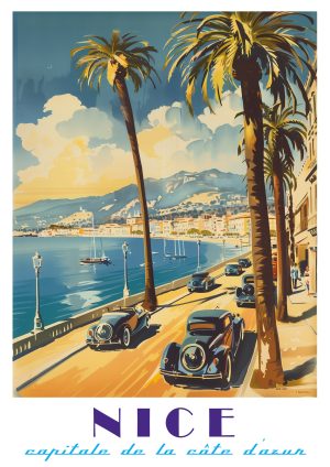NICE, style neo vintage, route, plage et palmiers