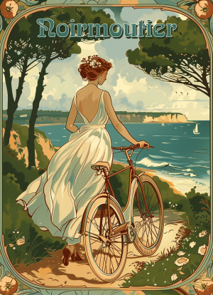 NOIRMOUTIER style art nouveau, la palge à bicyclette