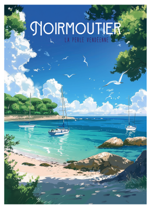 NOIRMOUTIER style manga, bateaux dans la crique