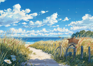NOIRMOUTIER style manga, le chemin de la plage