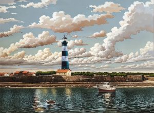 OLERON style illustration vintage, phare de Chassiron
