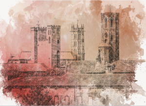 PAMIERS style dessin traditionnel, les trois clochers