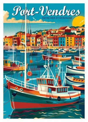 PORT VENDRES, style néo vintage, le port et le village