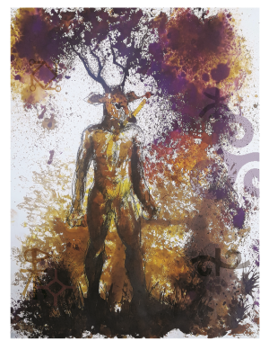 SPIRITUEL, style peinture, Cernunos