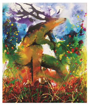 SPIRITUEL, style peinture, Cernunos sur un rocher