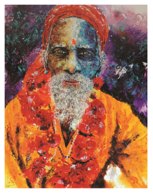 SPIRITUEL, style peinture, Sadhu à Varanasi 2
