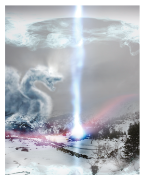 SPIRITUEL, style photo, le dragon du lac gelé