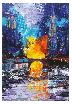 TOULOUSE style peinture street art, port Saint Sauveur nuit
