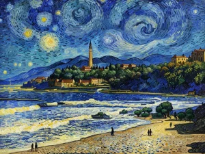 BIARRITZ, styles Van Gogh, la grande plage