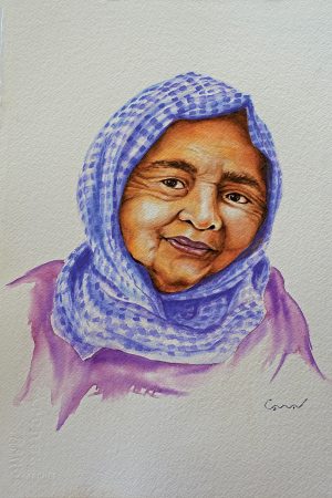 CAMBODGE, style peinture, Fileuse portrait