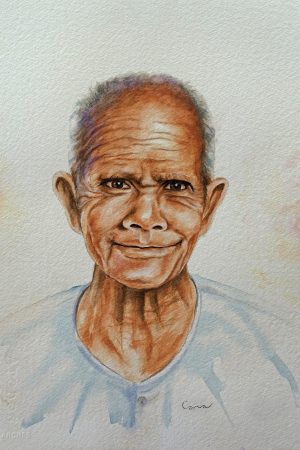 CAMBODGE, style peinture, Gardien du temple portrait