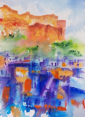 INDE, style peinture, Jodhpur Ville Fort
