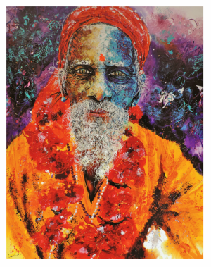 INDE, style peinture, Sadhu à Varanasi 2