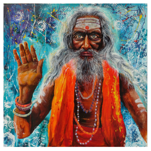 INDE, style peinture, Sadhu à Varanasi