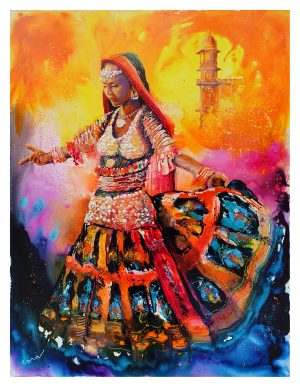 INDE, style peinture, danseuse Udaipur