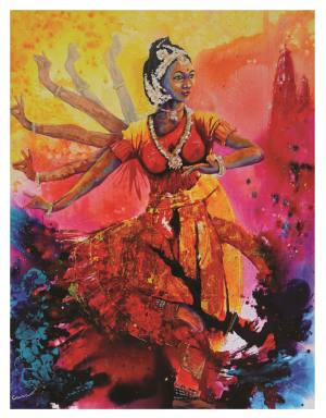 INDE, style peinture, danseuse bharata natyan