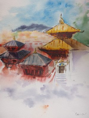 NEPAL, Style peinture, Katmandou, Pashupatinath