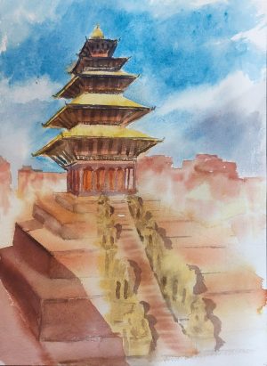 NEPAL, style peinture, Bhaktapur, Nyatapola Temple
