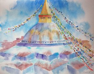 NEPAL, style peinture, Boudhanath