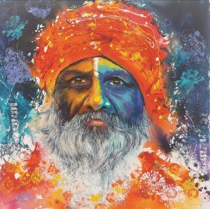 SPIRITUEL, style peinture, Sadhu à Pushkar