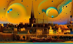 SAINT-MALO, styles surrealiste, Bateau et rempart