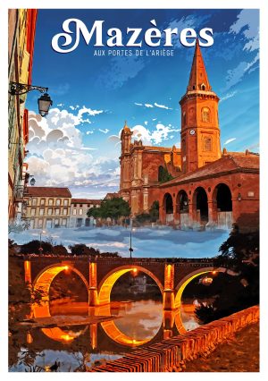 MAZERES, Néo Vintage, église et pont