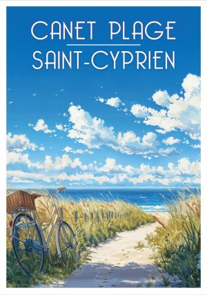 CANET style manga, Plage de Canet et Saint-Cyprien avec bicyclette