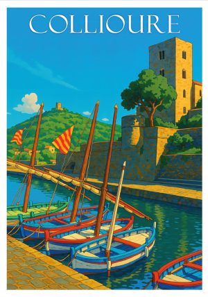 COLLIOURE, style manga, Fort Royal et barques 2