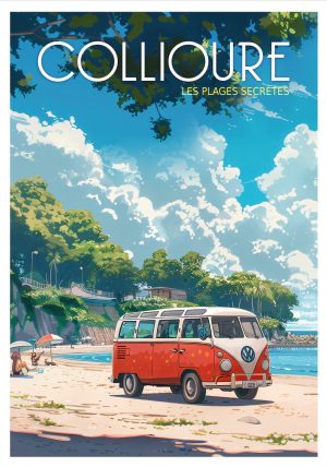 COLLIOURE, style manga, van et plage