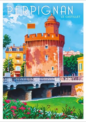 PERPIGNAN style néo vintage, Le Castillet Affiche