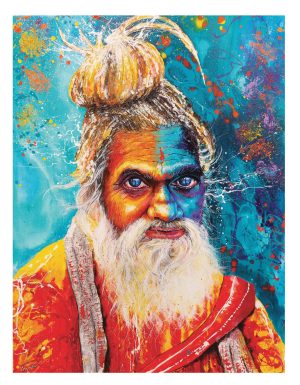 INDE, style peinture, Sadhu, ghats à Pushkar